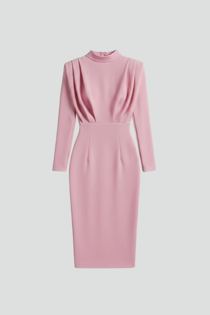 Elegant Draped Midi Dress - Valentina