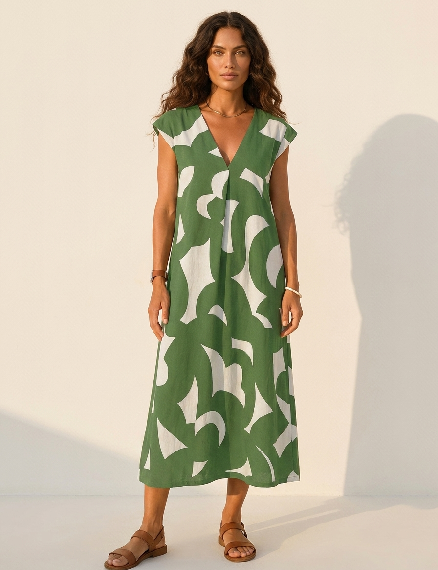 Abstract Print Maxi Dress - Isla