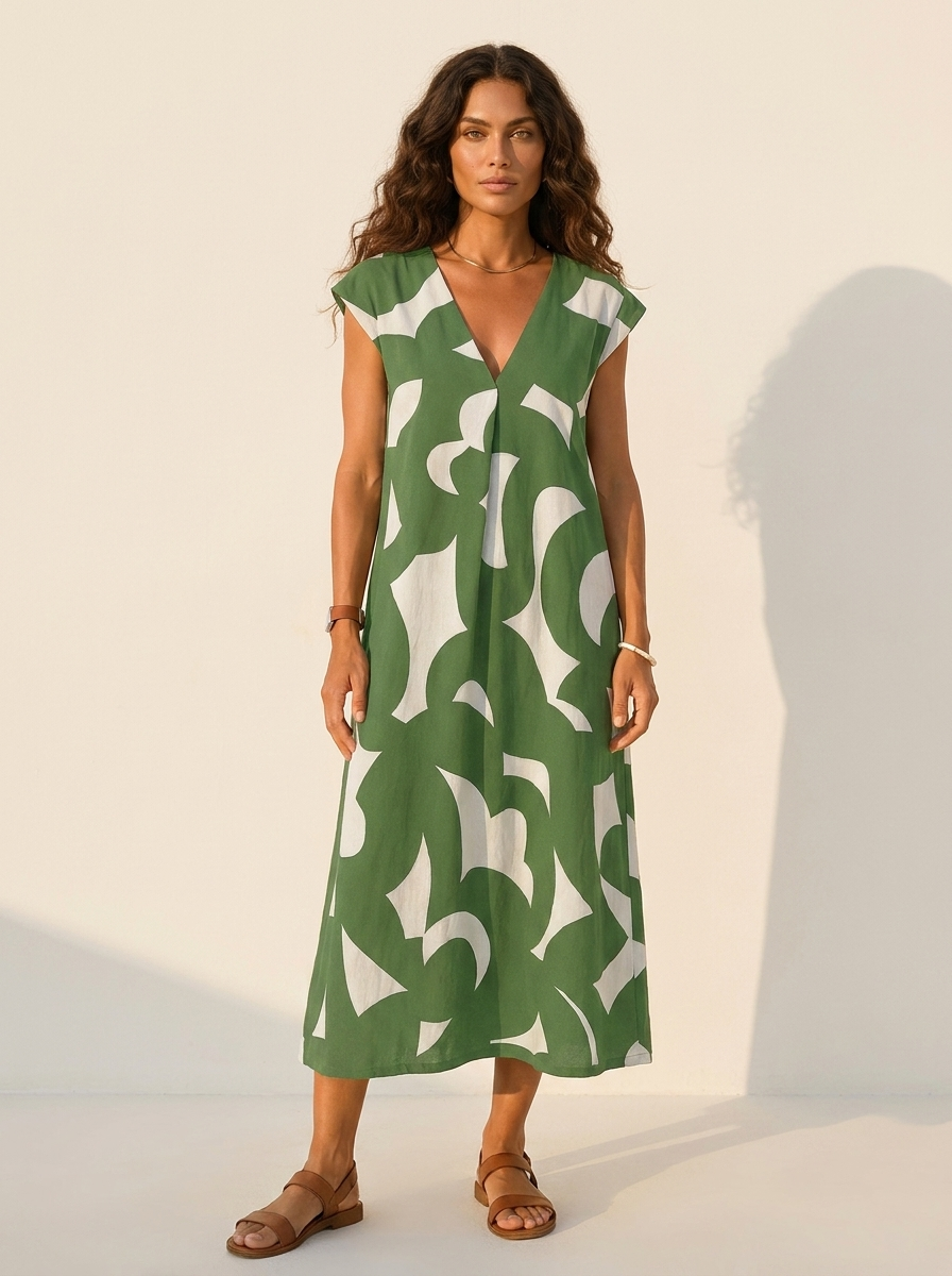 Abstract Print Maxi Dress - Isla