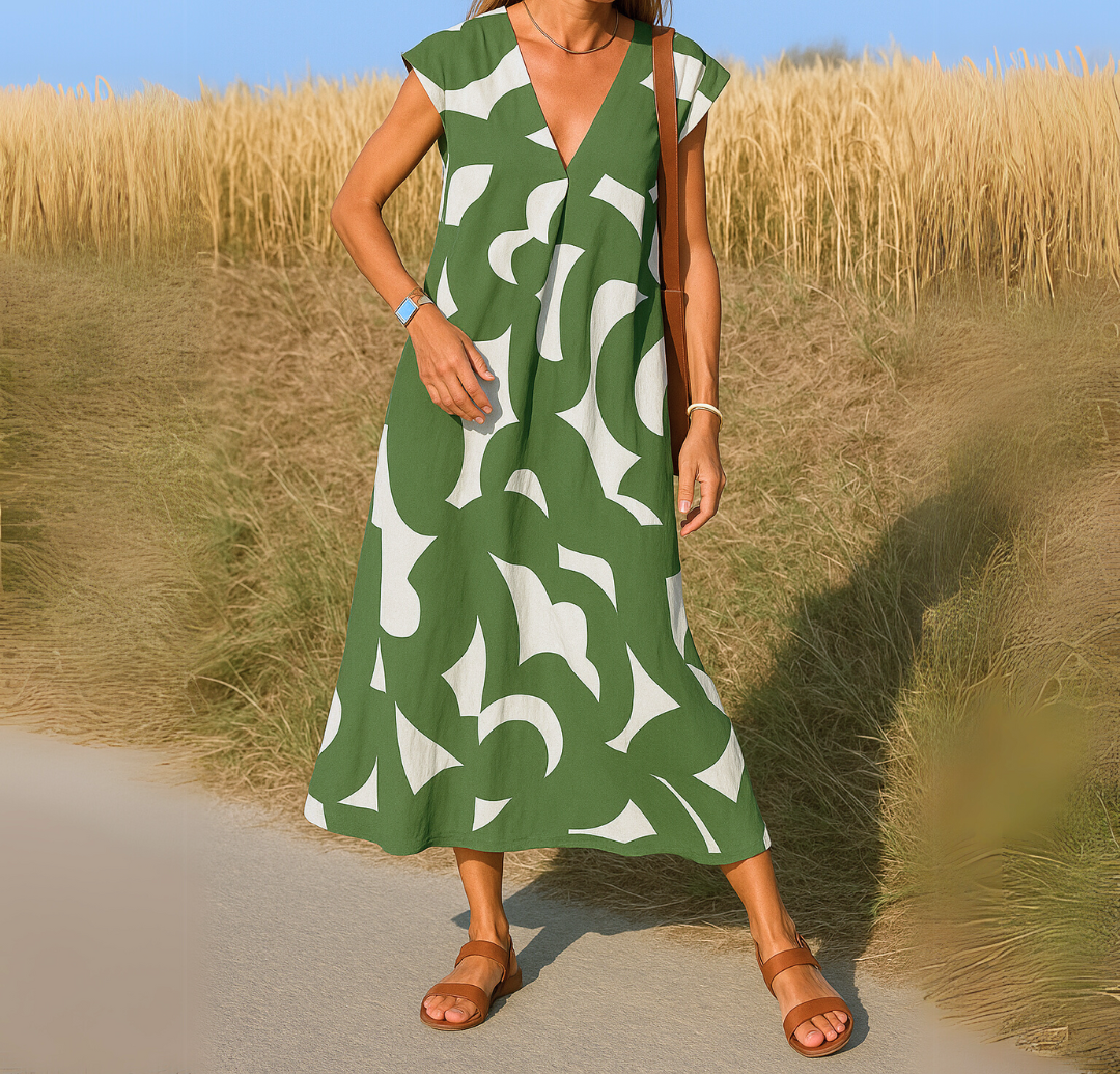 Abstract Print Maxi Dress - Isla