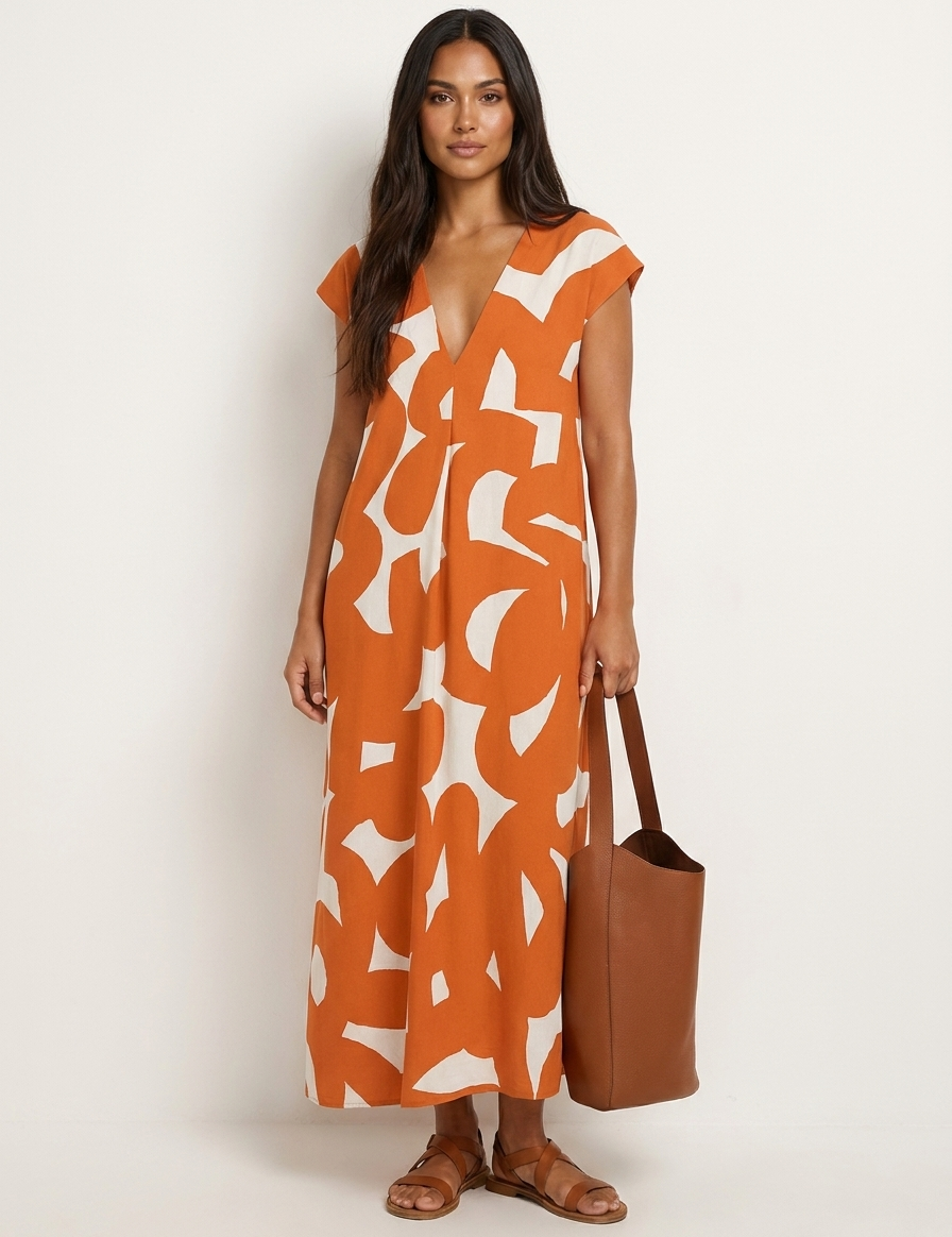 Abstract Print Maxi Dress - Isla