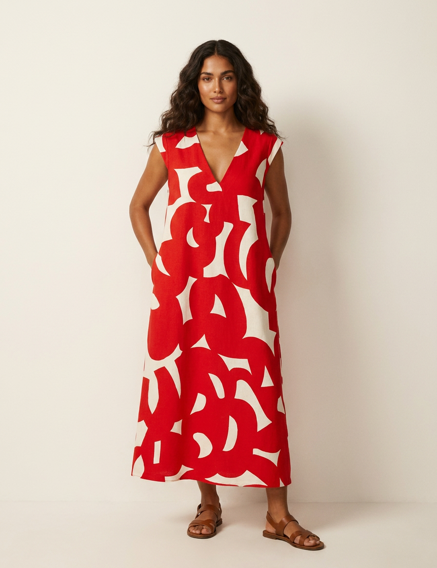 Abstract Print Maxi Dress - Isla