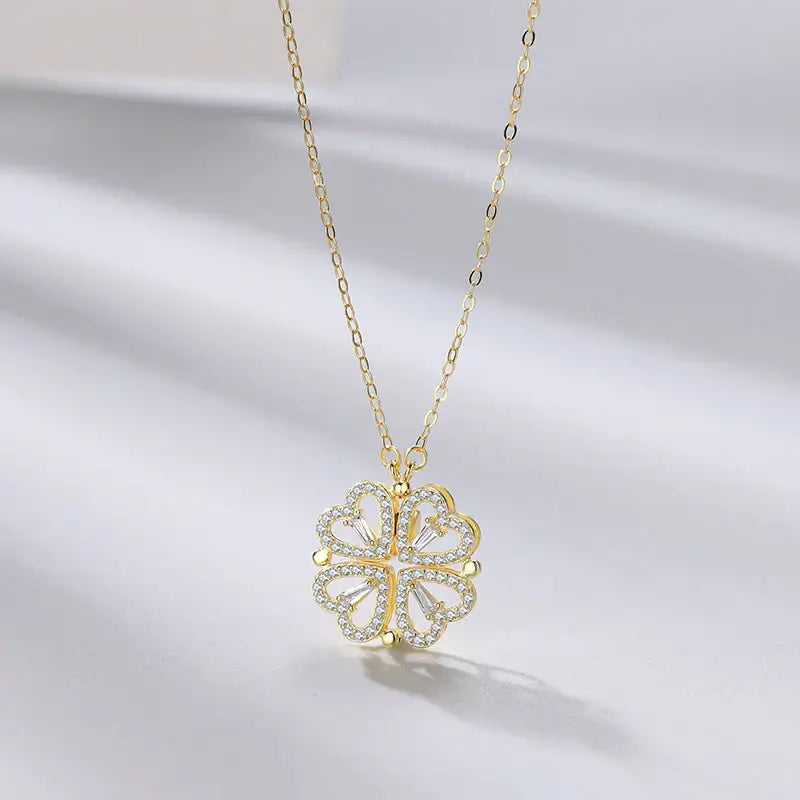 Adjustable Clover Heart Necklace - Celeste