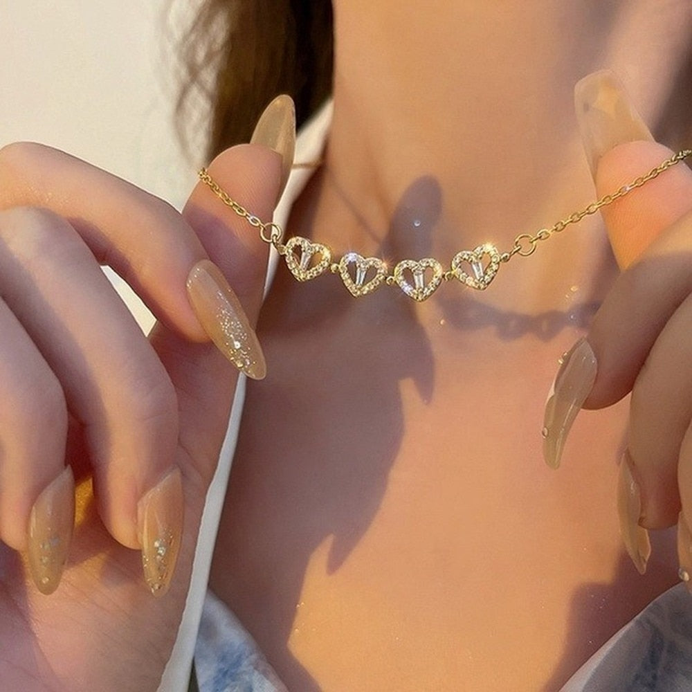Adjustable Clover Heart Necklace - Celeste