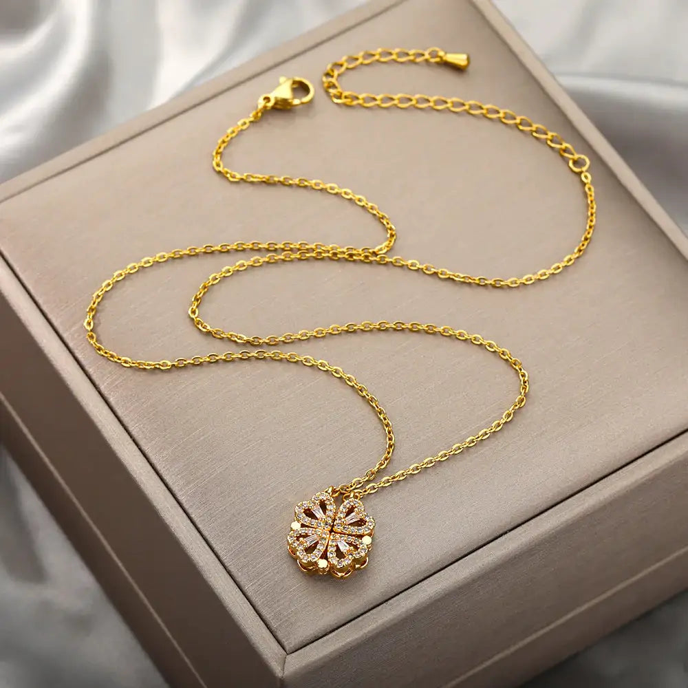 Adjustable Clover Heart Necklace - Celeste