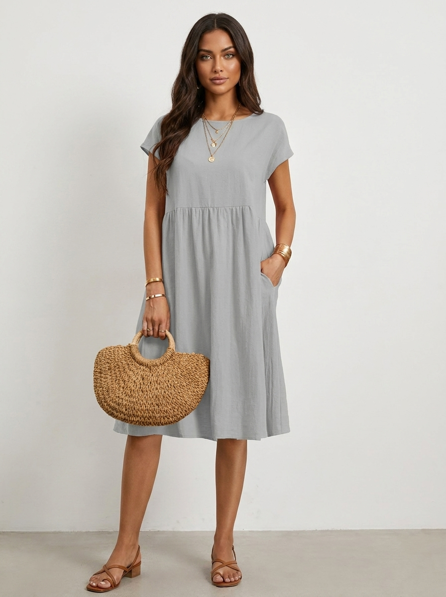 Airy Midi Dress with Pockets - Luna