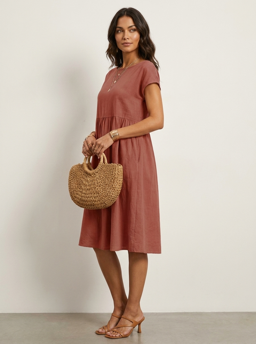 Airy Midi Dress with Pockets - Luna