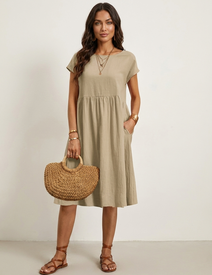 Airy Midi Dress with Pockets - Luna