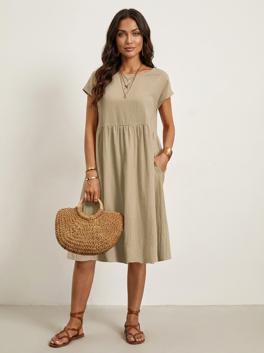 Airy Midi Dress with Pockets - Luna