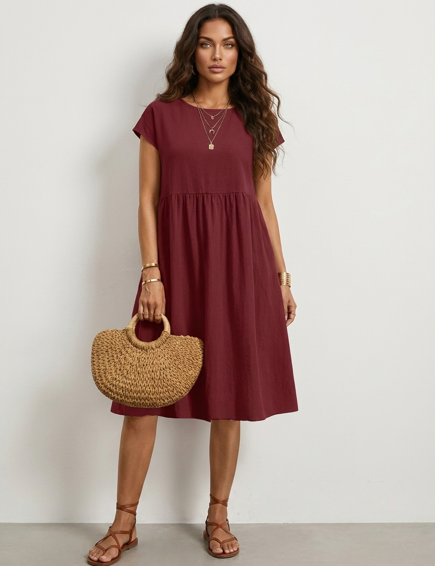 Airy Midi Dress with Pockets - Luna