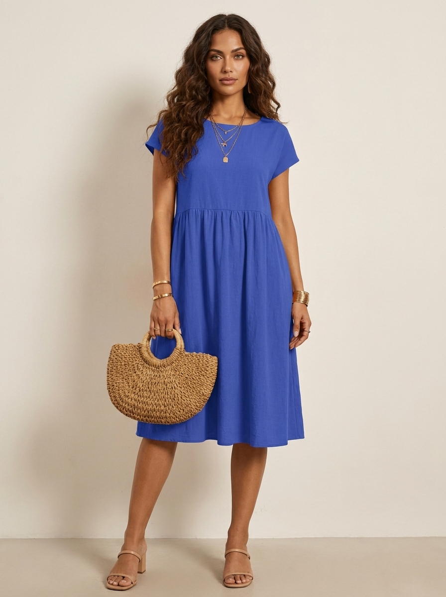 Airy Midi Dress with Pockets - Luna
