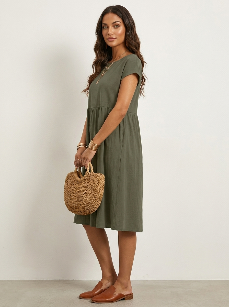 Airy Midi Dress with Pockets - Luna