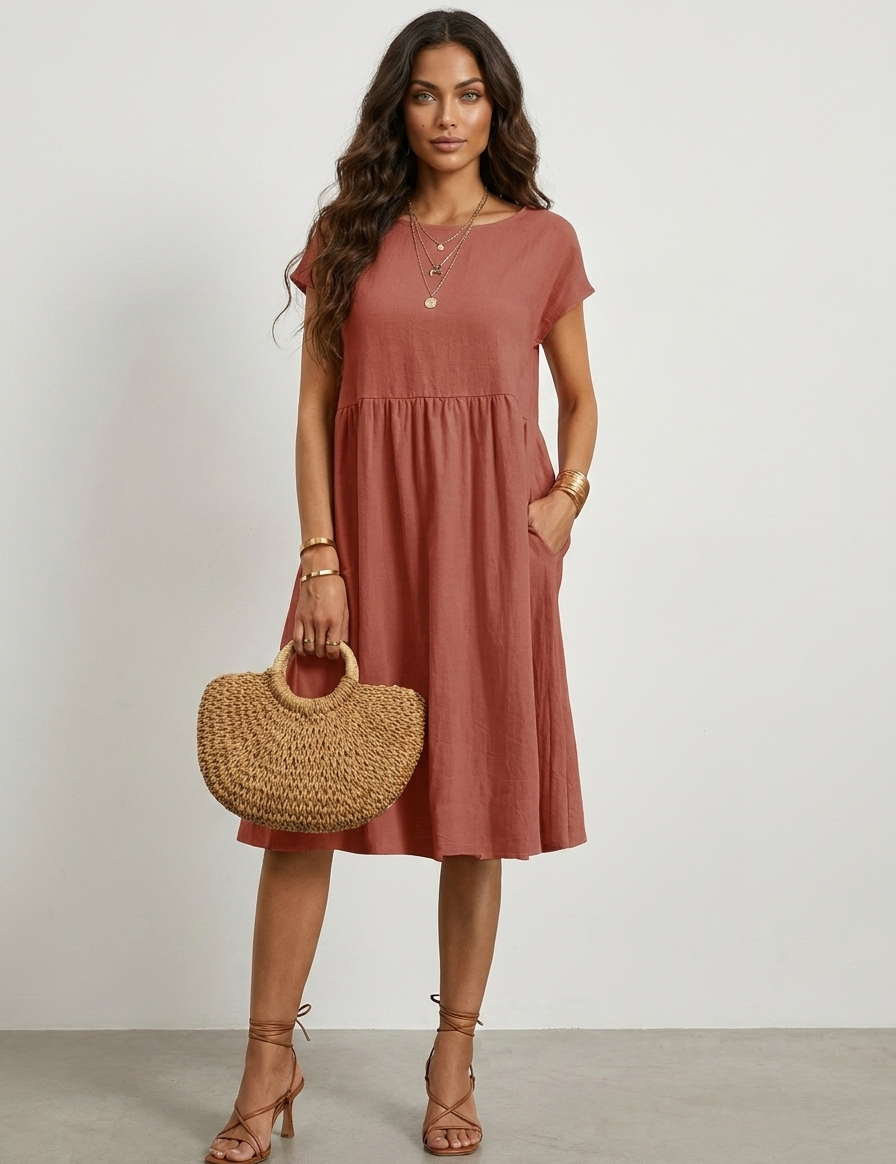 Airy Midi Dress with Pockets - Luna
