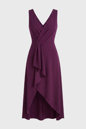 Asymmetric Midi Dress with Waterfall Detail - Elena