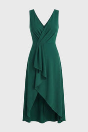 Asymmetric Midi Dress with Waterfall Detail - Elena