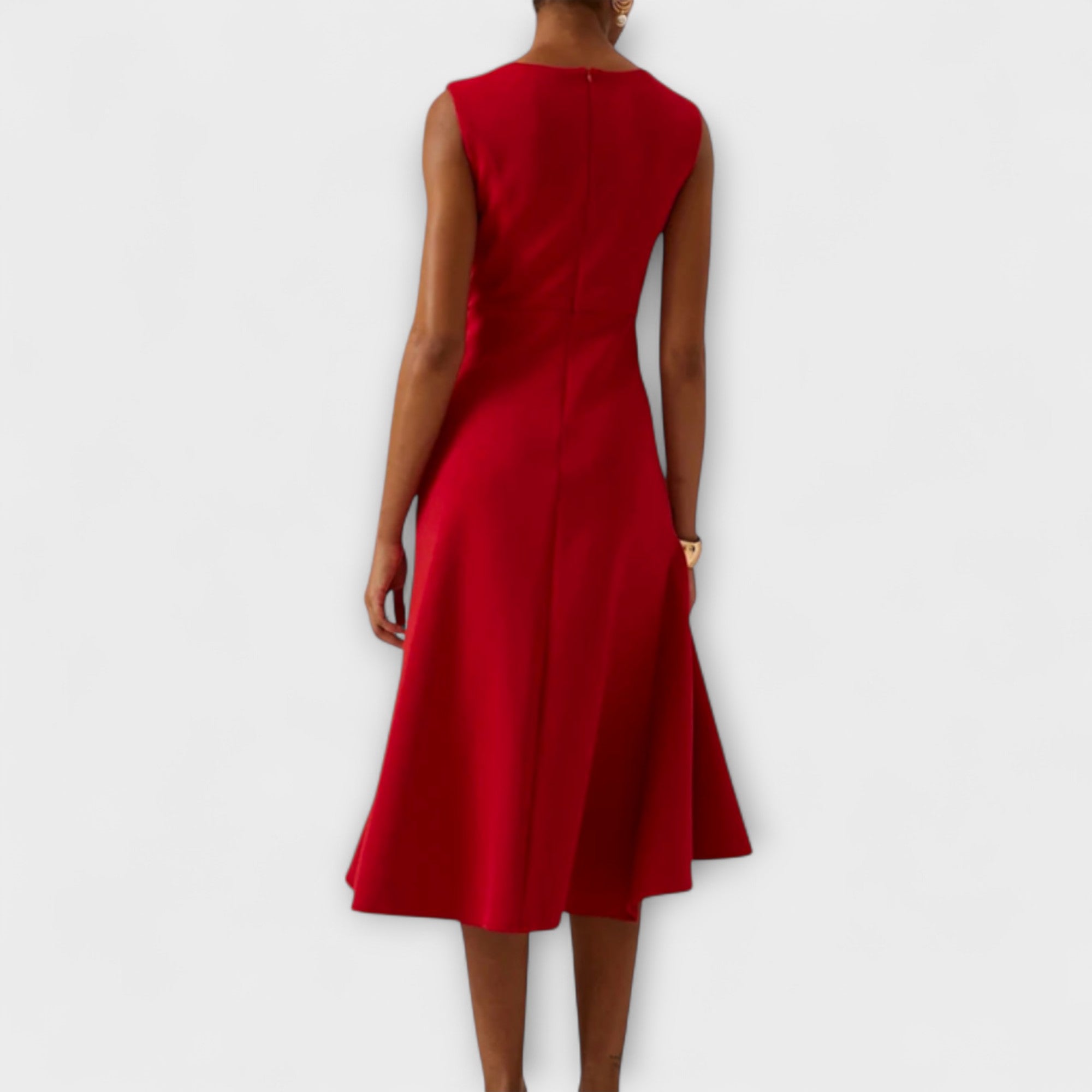 Asymmetrical Ruffle Midi Dress - Celeste