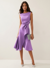 Asymmetrical Ruffle Midi Dress - Celeste