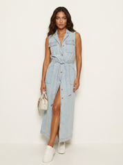 Belted Denim Midi Dress - Sienna