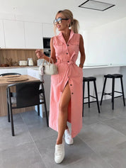 Belted Denim Midi Dress - Sienna