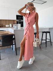 Belted Denim Midi Dress - Sienna