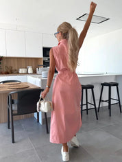 Belted Denim Midi Dress - Sienna