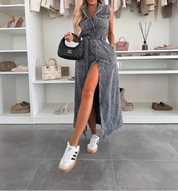 Belted Denim Midi Dress - Sienna
