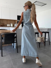 Belted Denim Midi Dress - Sienna