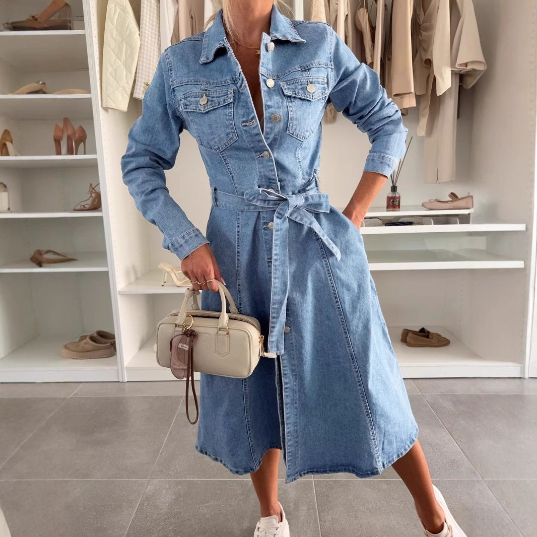 Belted Denim Shirt Dress - Charlotte