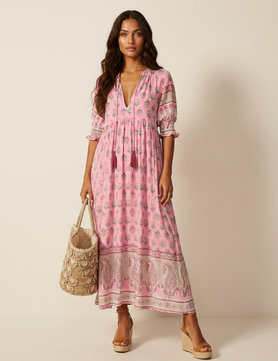 Bohemian Tassel Maxi Dress - Serena