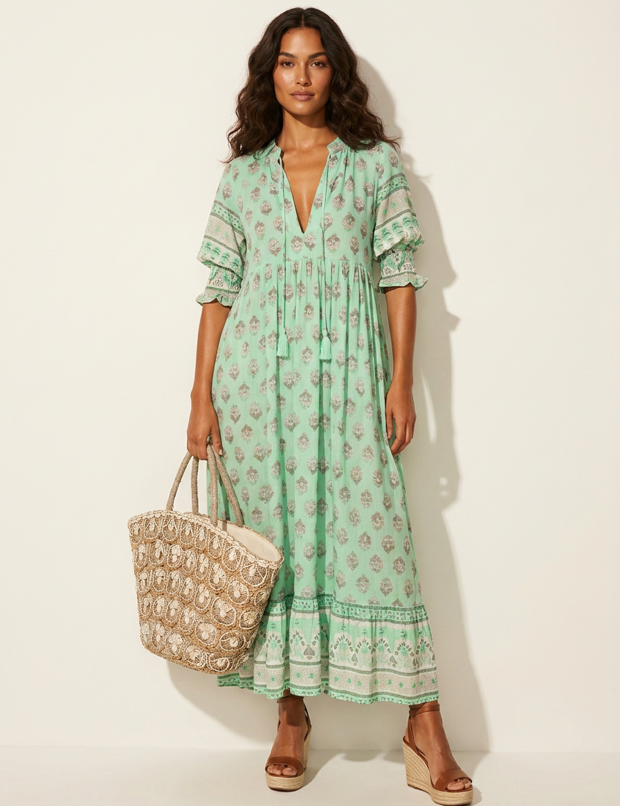 Bohemian Tassel Maxi Dress - Serena