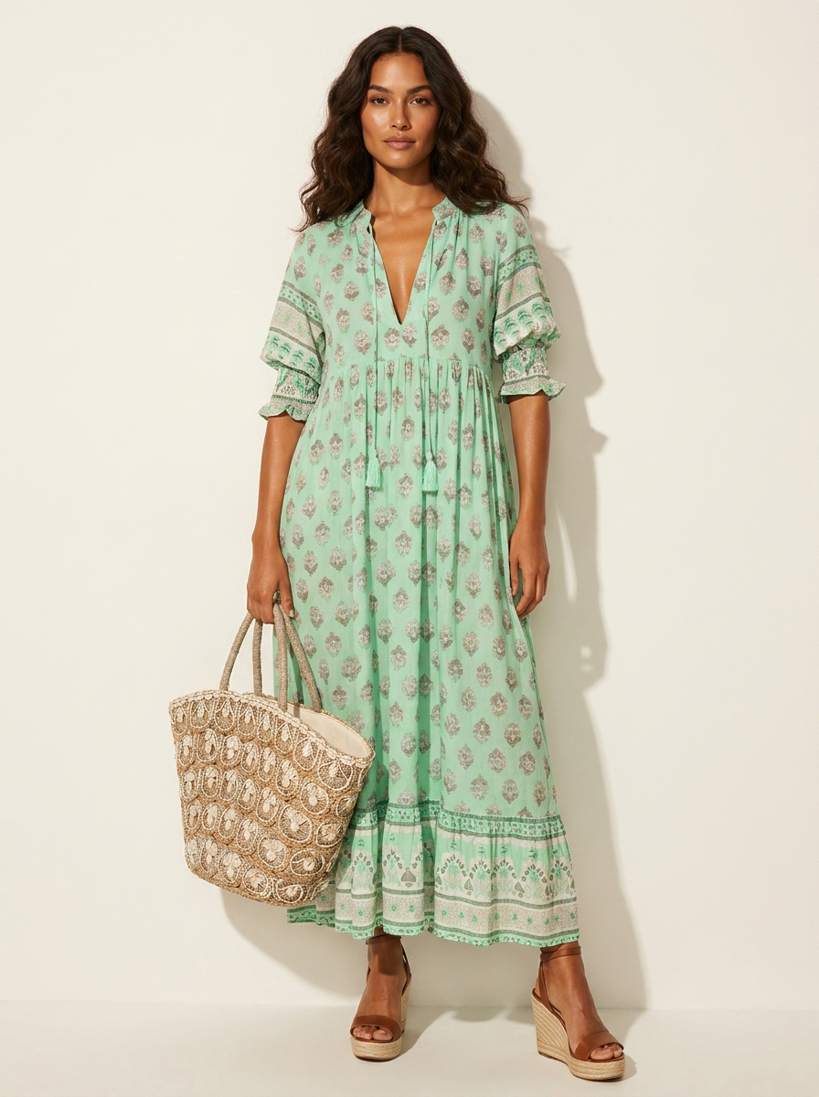 Bohemian Tassel Maxi Dress - Serena
