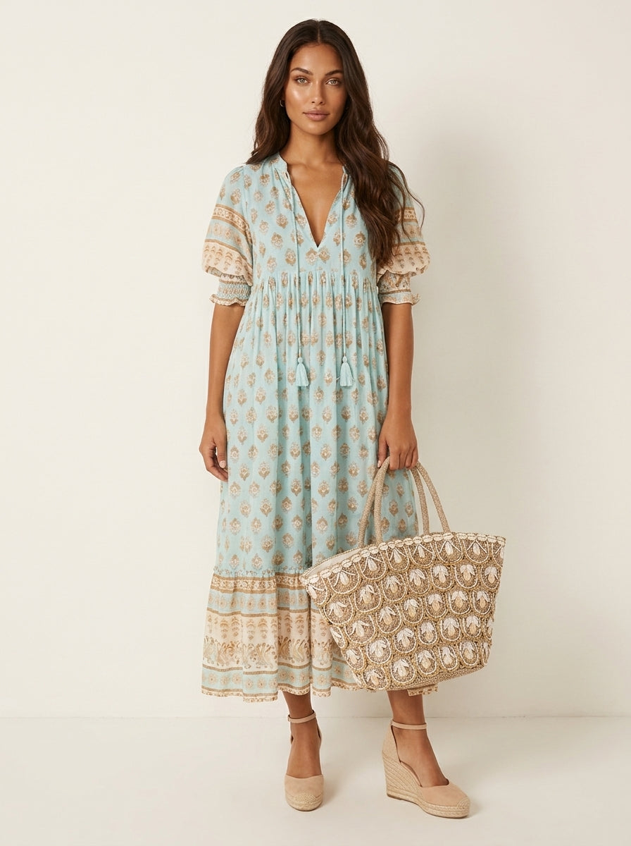 Bohemian maxi dress with tassel detail - Luna
