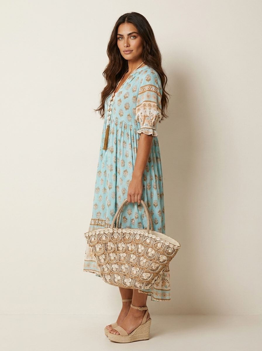 Bohemian maxi dress with tassel detail - Luna