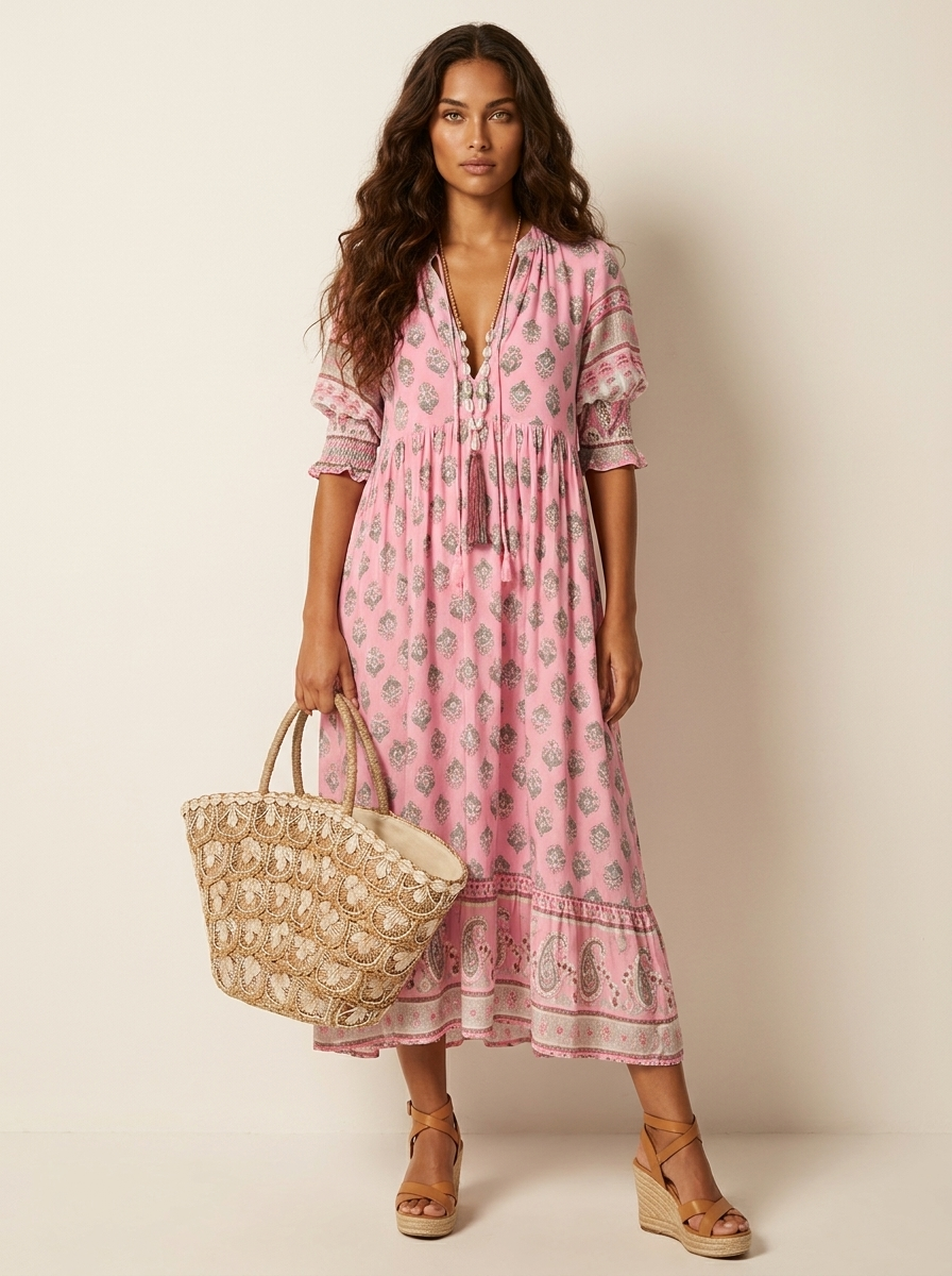 Bohemian maxi dress with tassel detail - Luna