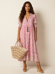 Bohemian maxi dress with tassel detail - Luna