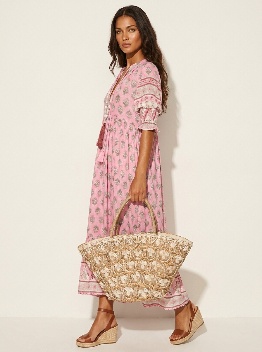Bohemian maxi dress with tassel detail - Luna