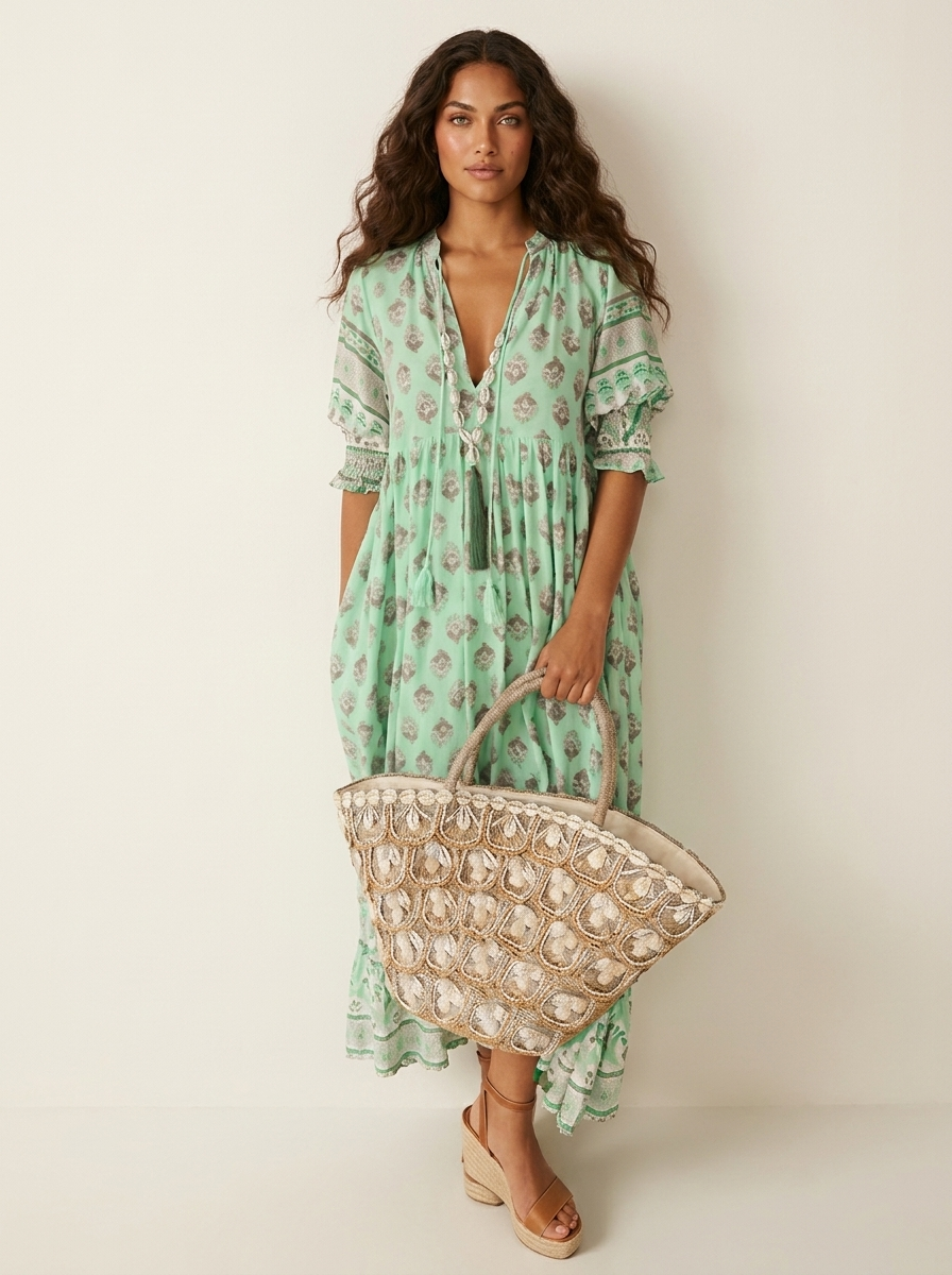Bohemian maxi dress with tassel detail - Luna