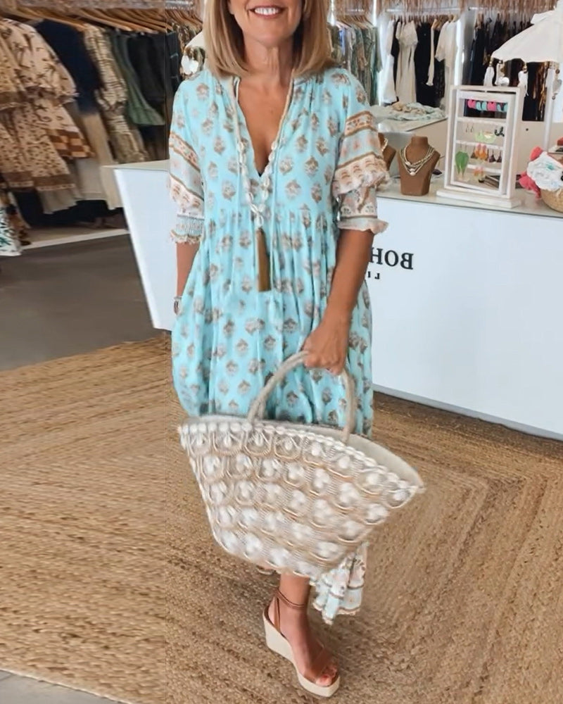 Bohemian maxi dress with tassel detail - Luna