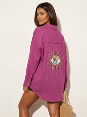 Boho Blouse with Sequin Eye Detail - Sara