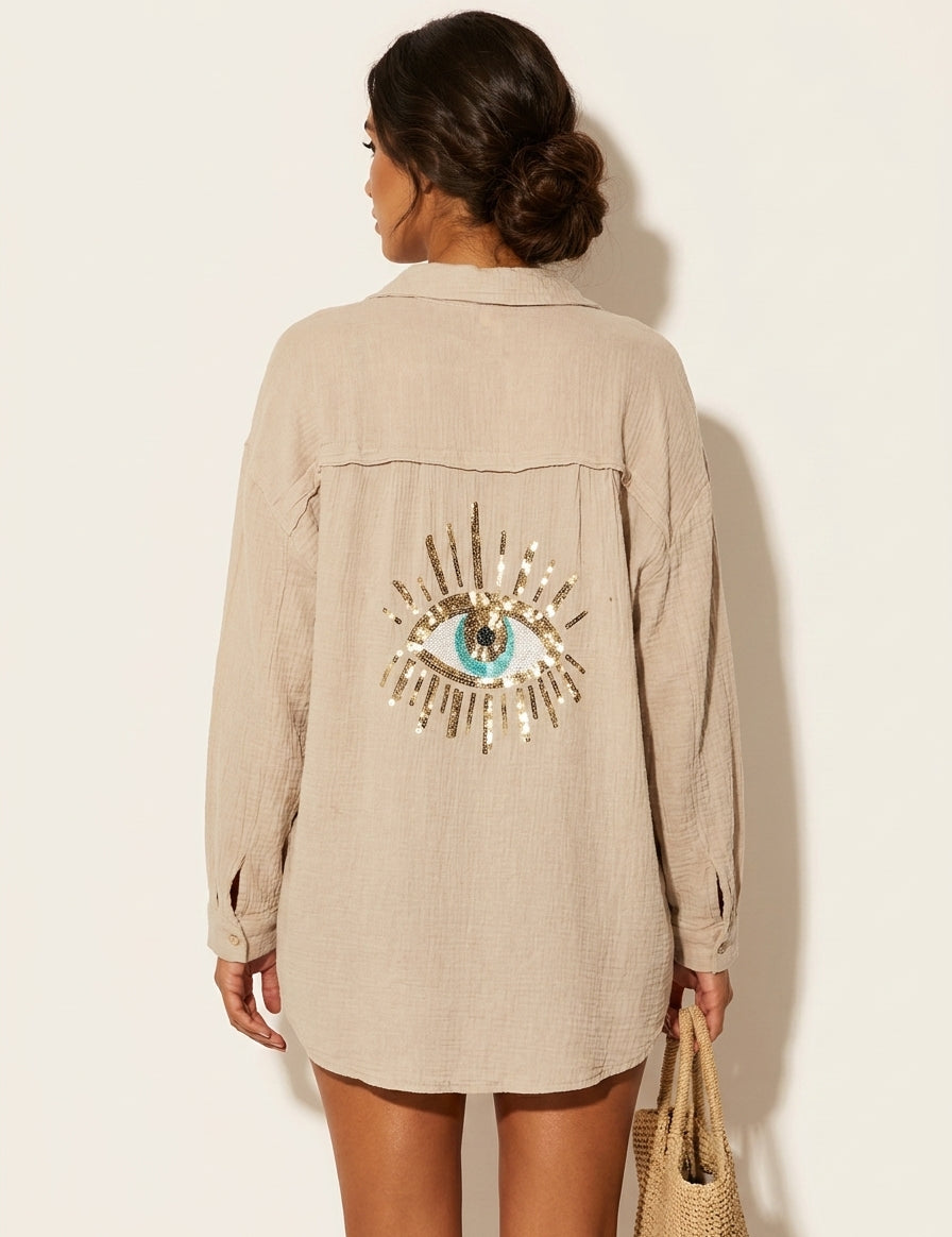 Boho Blouse with Sequin Eye Detail - Sara