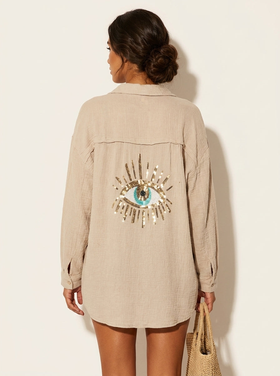 Boho Blouse with Sequin Eye Detail - Sara