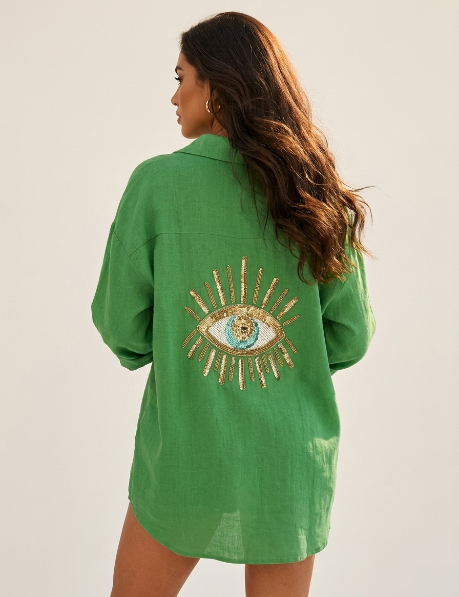 Boho Blouse with Sequin Eye Detail - Sara