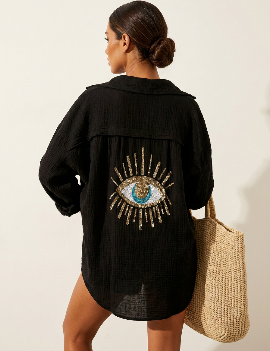Boho Blouse with Sequin Eye Detail - Sara