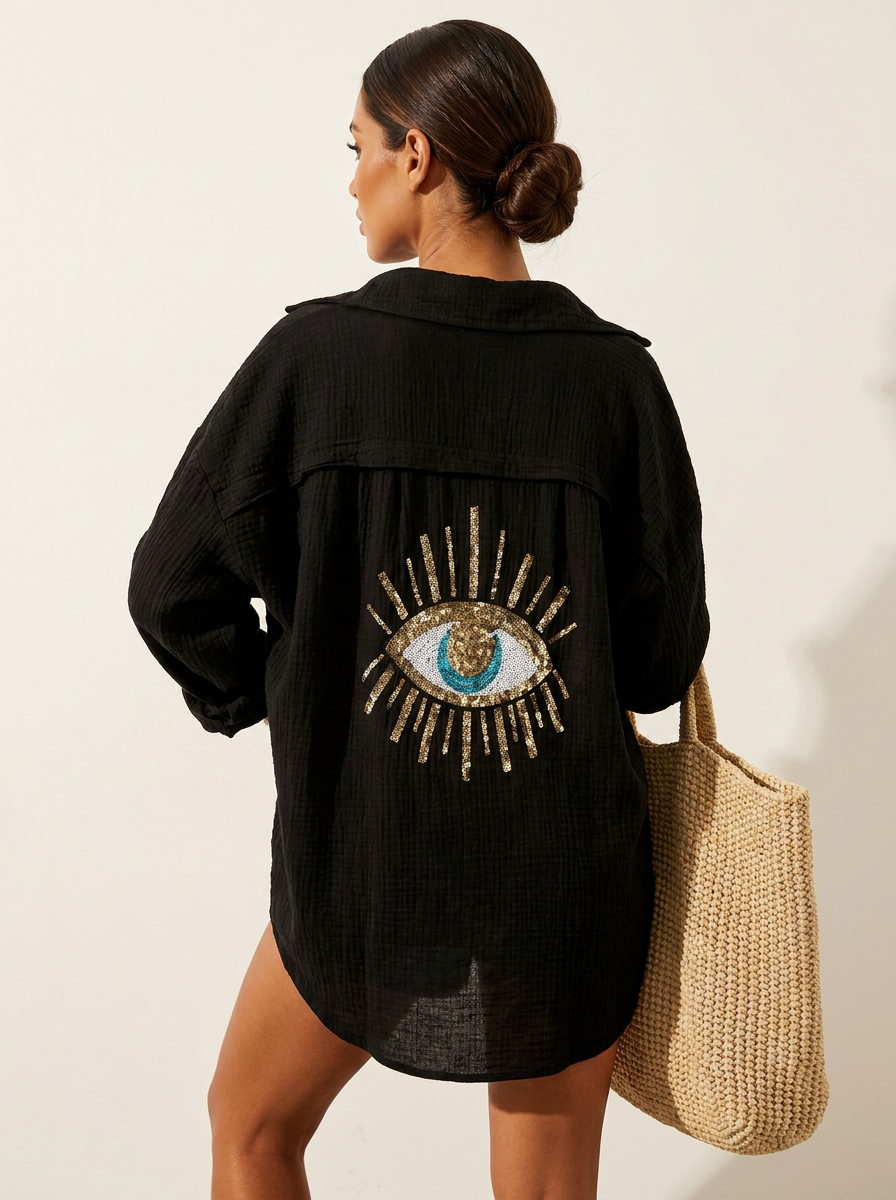 Boho Blouse with Sequin Eye Detail - Sara