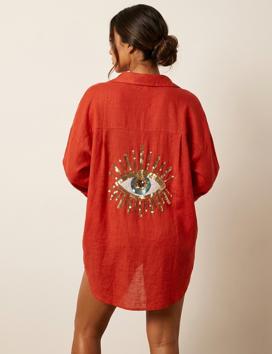 Boho Blouse with Sequin Eye Detail - Sara