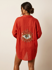 Boho Blouse with Sequin Eye Detail - Sara