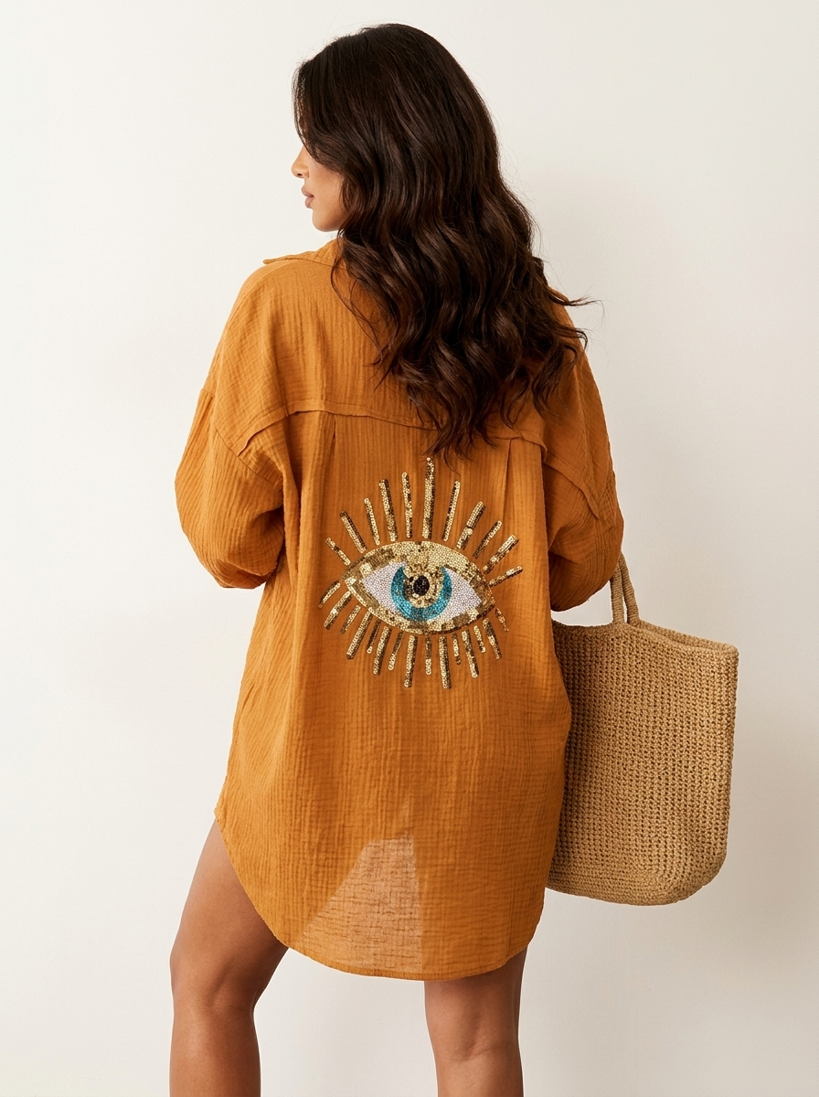 Boho Blouse with Sequin Eye Detail - Sara