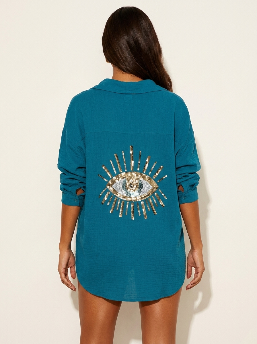 Boho Blouse with Sequin Eye Detail - Sara