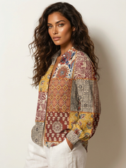 Boho Floral Linen Blouse - Elena