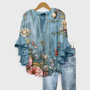 Boho Floral Ruffle Blouse - Lily